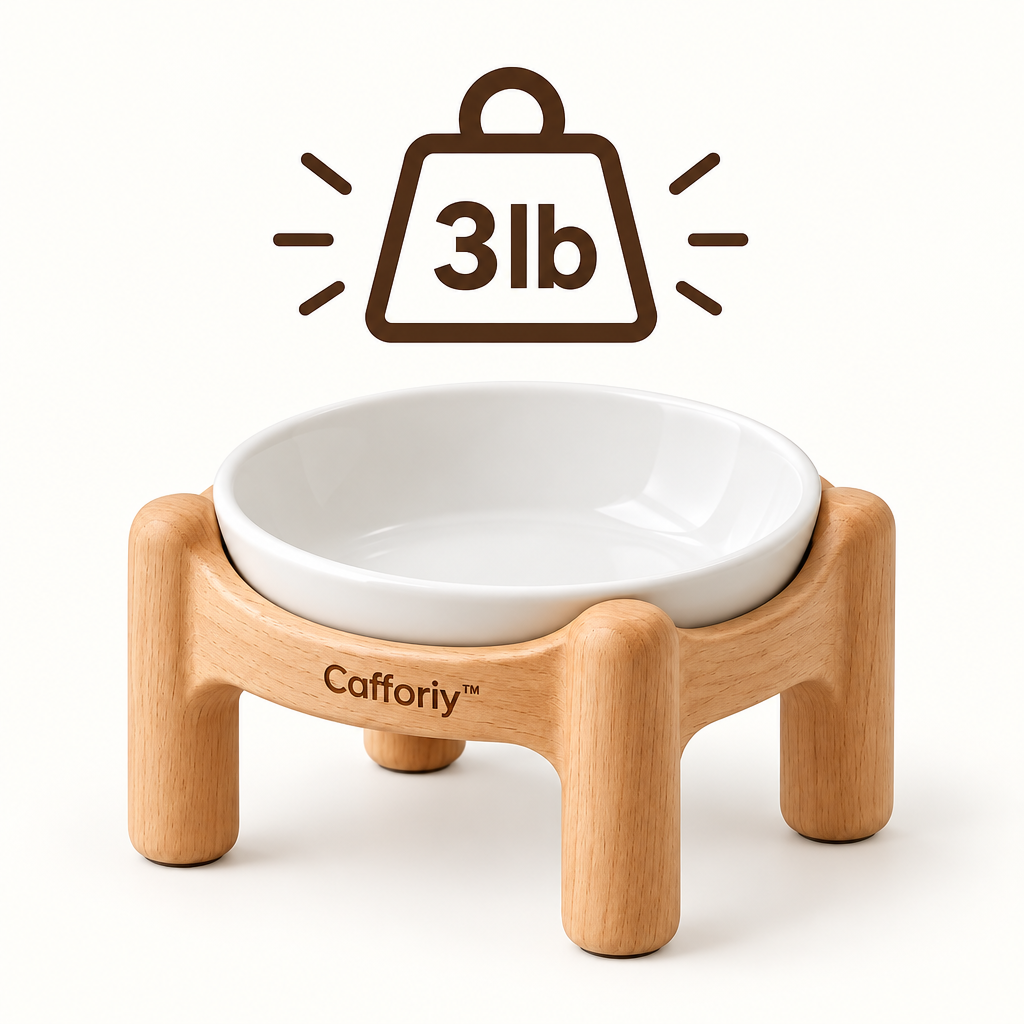 Cafforiy™ Natural Wood Raised Ceramic Pet Bowl — Product weight