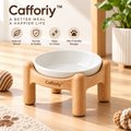 Cafforiy™ Natural Wood Raised Ceramic Pet Bowl — Product view