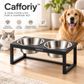 Cafforiy™ Midnight Double Stainless Steel Feeding Station — Product view