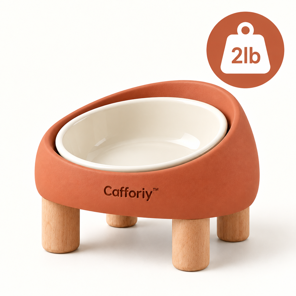 Cafforiy™ Terracotta Tilted Pet Bowl with Wood Legs — Product weight