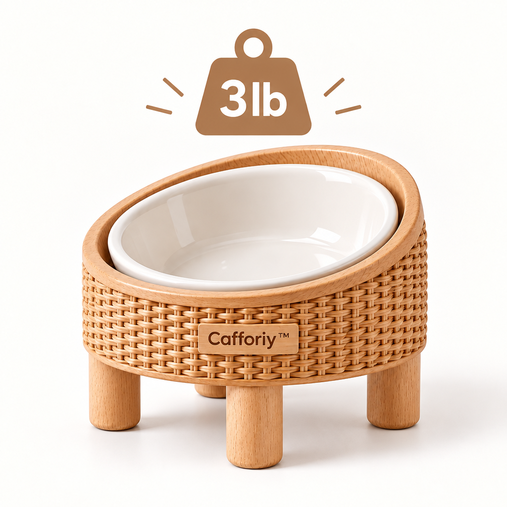 Cafforiy™ Woven Rattan Look Raised Ceramic Pet Bowl — Product weight