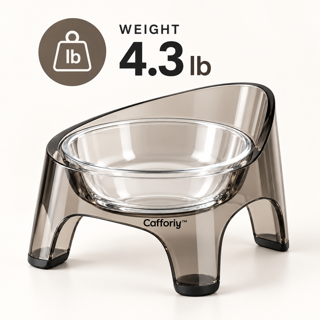 Cafforiy™ Smoky Clear Glass Elevated Pet Bowl — Product weight
