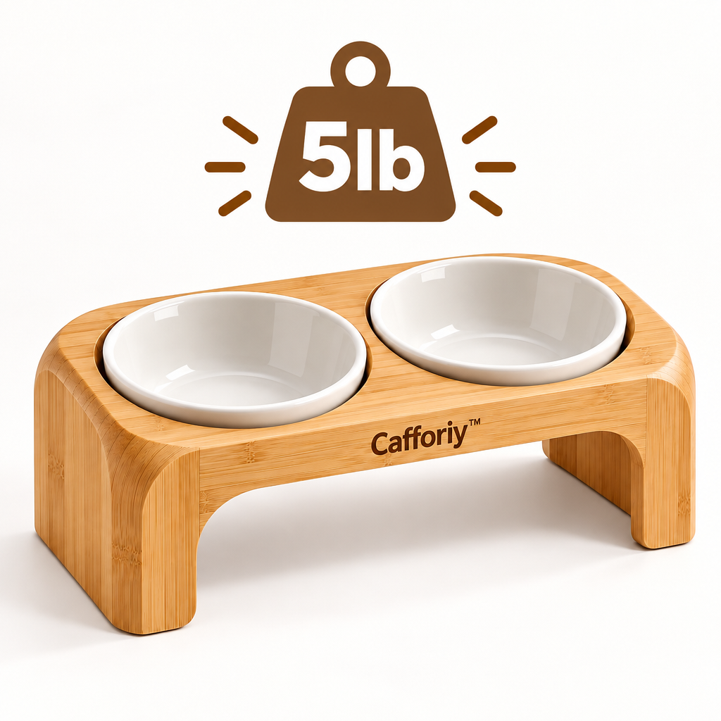 Cafforiy™ Bamboo Double Ceramic Feeding Station — Product weight