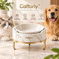 Cafforiy™ Marble Look Pet Bowl with Gold Tone Stand — Product view