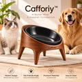 Cafforiy™ Walnut Look Tilted Black Ceramic Pet Bowl — Product view
