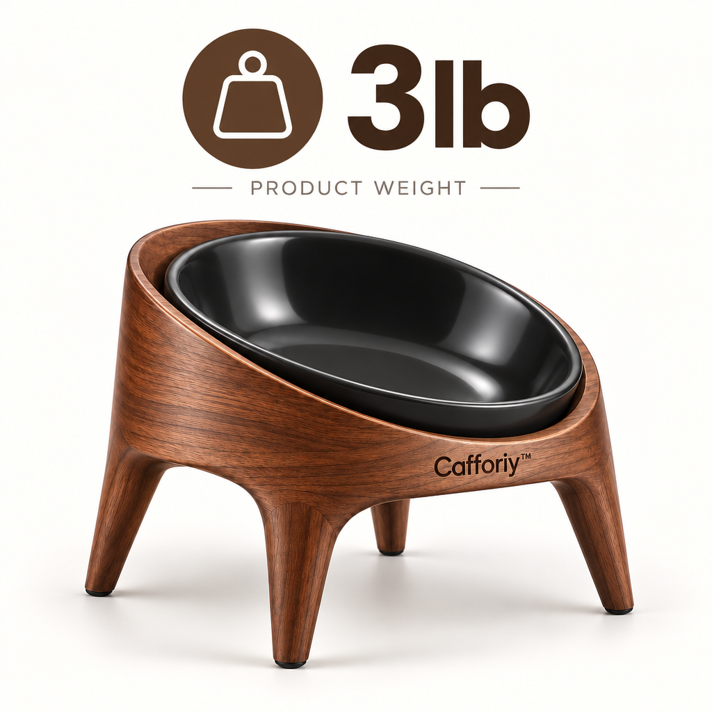 Cafforiy™ Walnut Look Tilted Black Ceramic Pet Bowl — Product weight