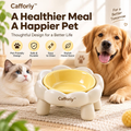 Cafforiy™ Buttercup Flower Raised Ceramic Pet Bowl — Product view