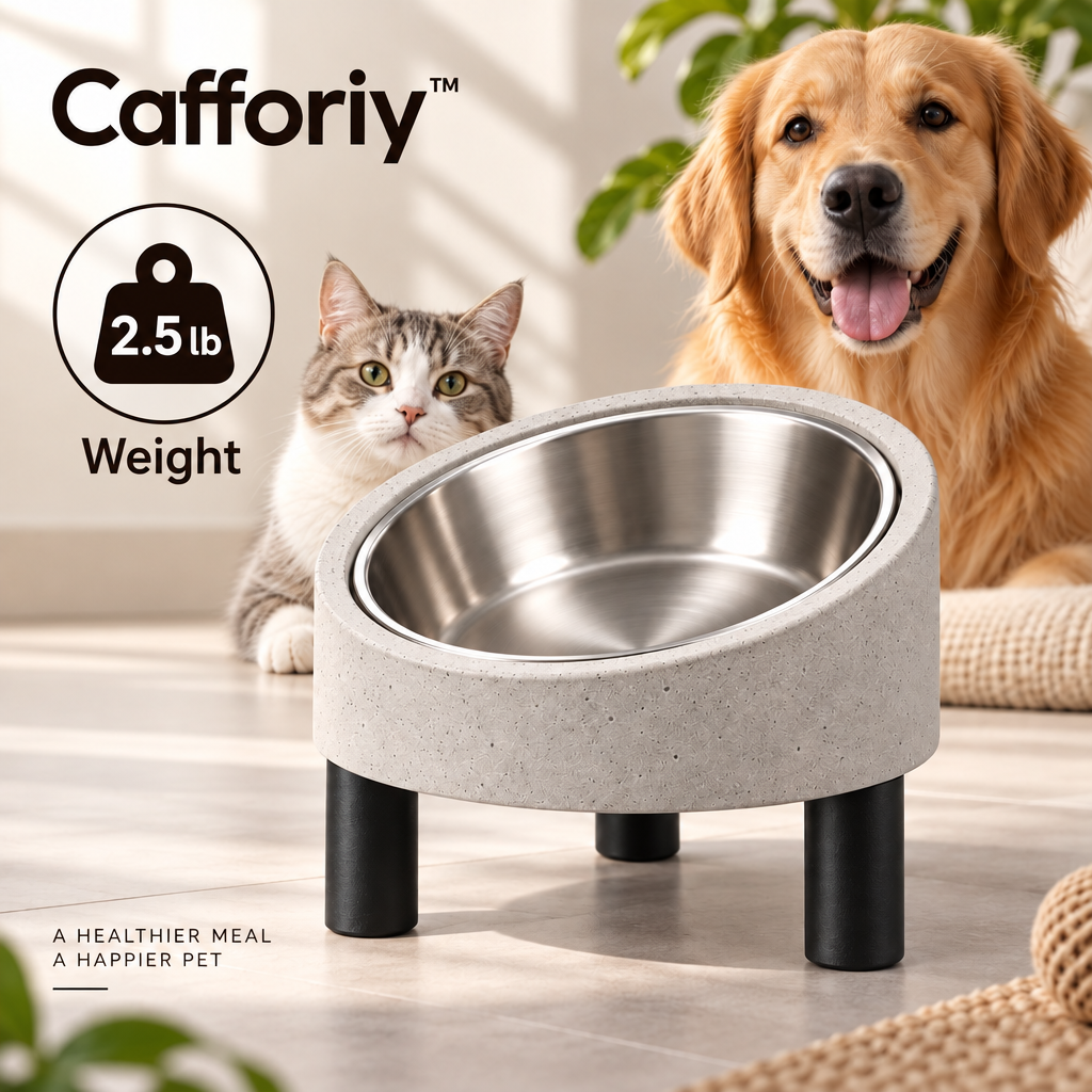 Cafforiy™ Concrete Look Elevated Stainless Steel Pet Bowl — Product weight