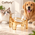 Cafforiy™ Amber Clear Raised Glass Pet Bowl — Product view