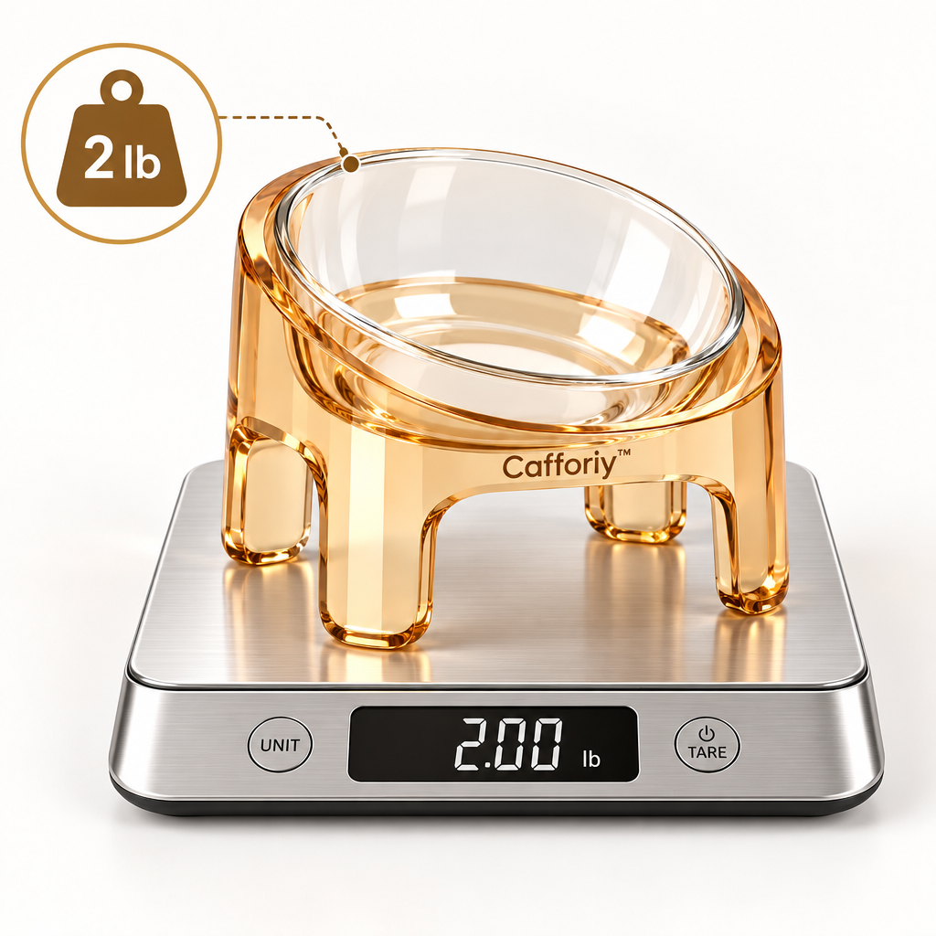 Cafforiy™ Amber Clear Raised Glass Pet Bowl — Product weight